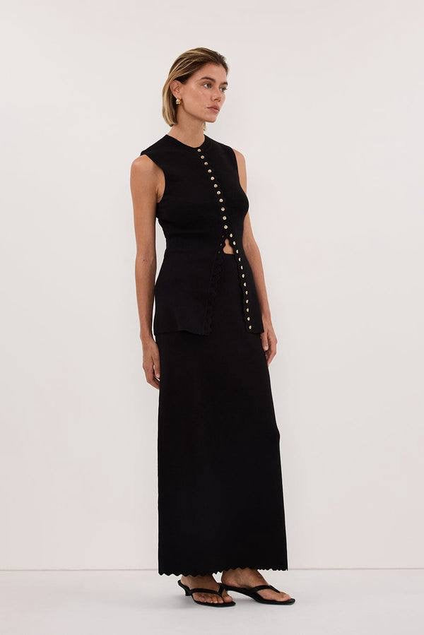 DSH Zoe Scalloped Knit Vest | Midi Maxi Skirt | Stretch-cotton blend Set