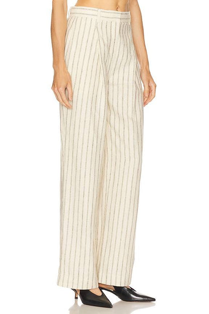 PSE Mackenzie Linen Striped Pleat Trousers Pant