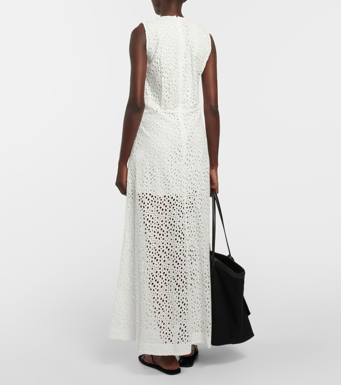 TOT Broderie Anglaise Cotton Maxi Dress in White