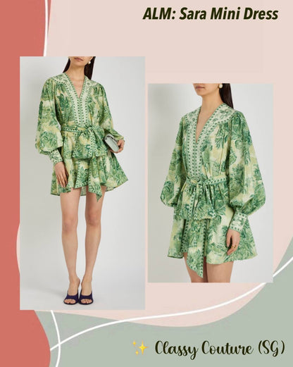 ALM Sara Cotton-Silk Blouson Sleeve Mini Dress