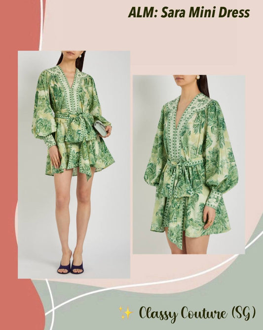 ALM Sara Cotton-Silk Blouson Sleeve Mini Dress