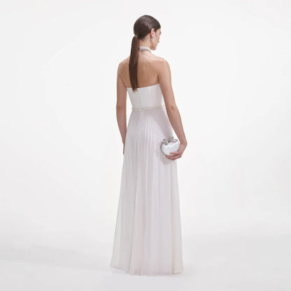 SP White Chiffon Bow Maxi Dress