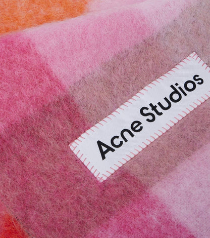 4 Colors! AC Checked Alpaca-Wool-Mohair blend Fringed Scarf