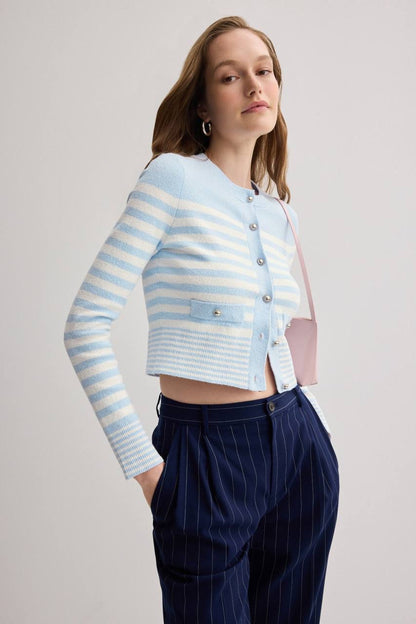 SD Biarritz Blue Stripe Cotton-knit Cardigan