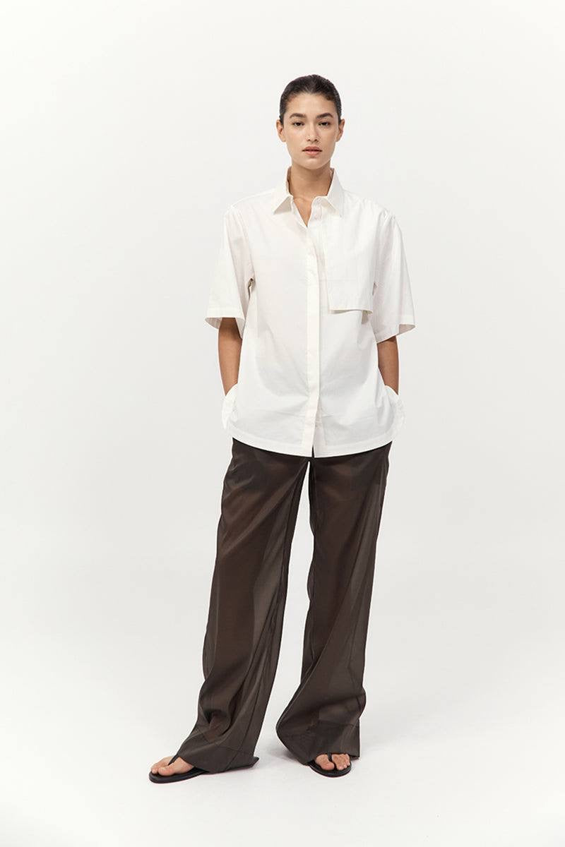 SA Utility Short Sleeve Cotton Shirt in White