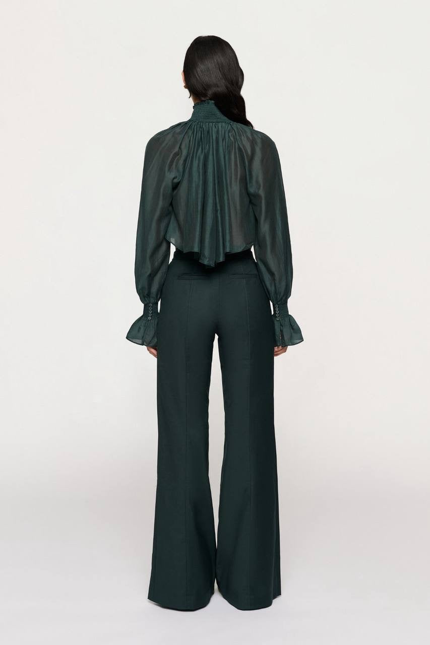 CLE Laurel Tencel-blend Sheer Cropped Shirt