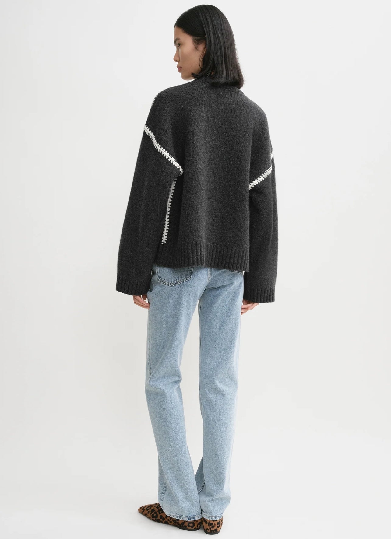 Tot Embroidered Wool Cashmere Knit Sweater