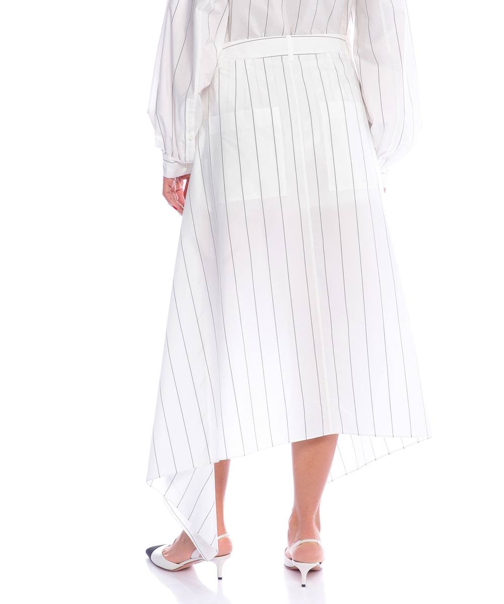 TB Striped Tech Poplin Tie Front Midi Skirt