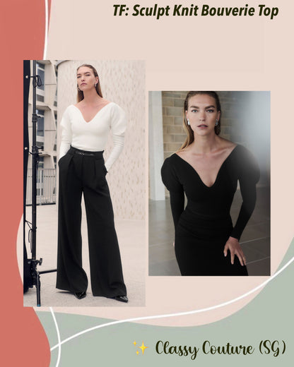 TF Sculpt Knit Bouverie Long Sleeve Sweetheart Top