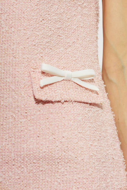 SP Pink Boucle Lace-Collar Mini Dress