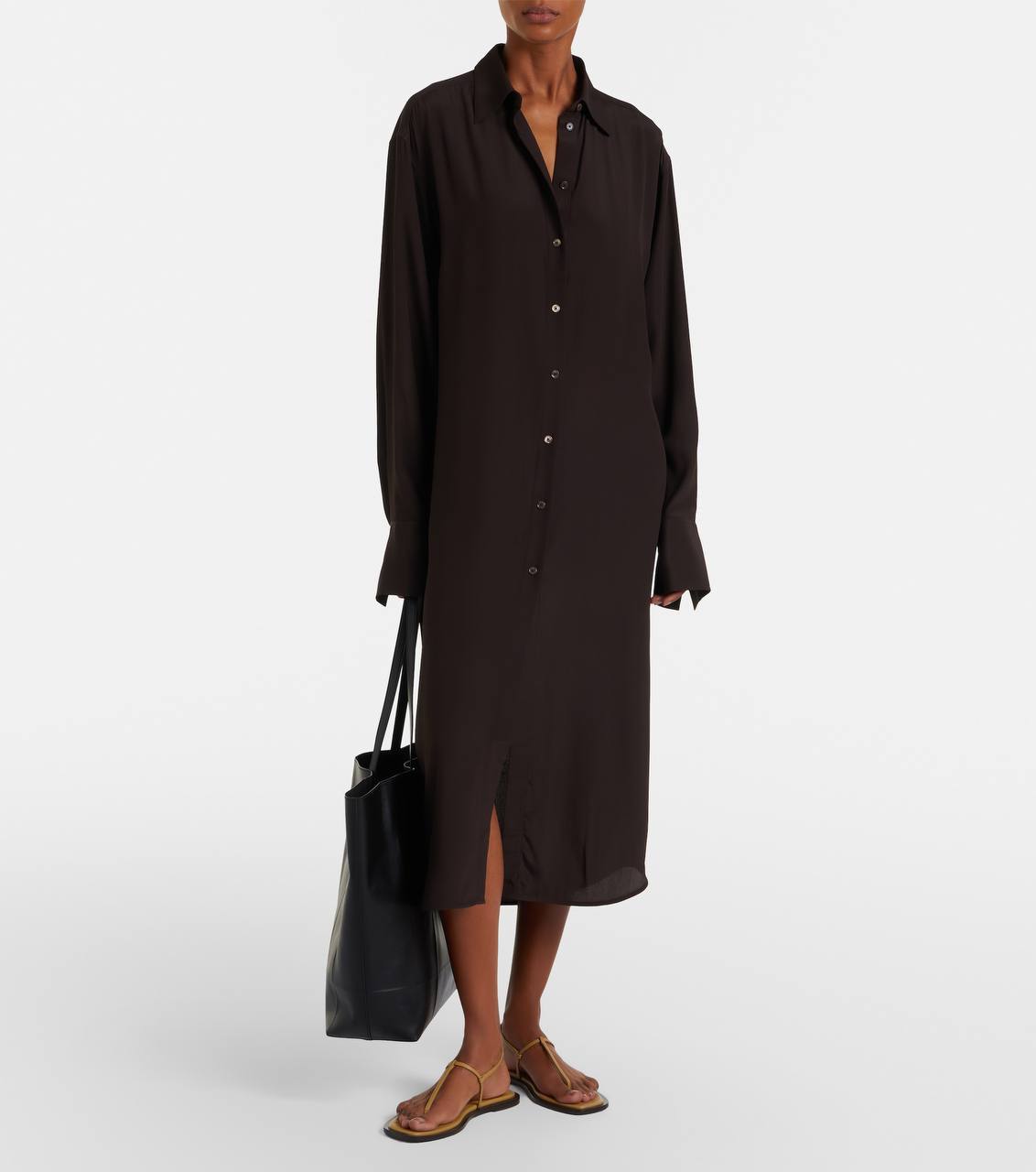 TOT Silk Shirtdress In Brown