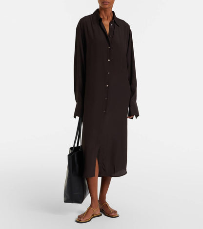 TOT Silk Shirtdress In Brown
