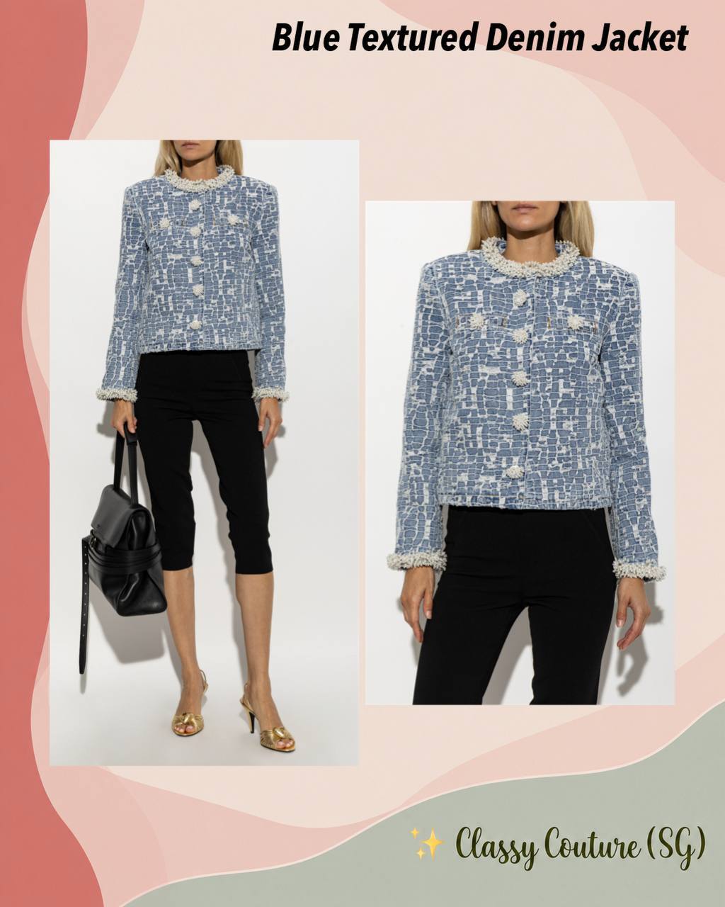 Blue Textured Denim Jacket