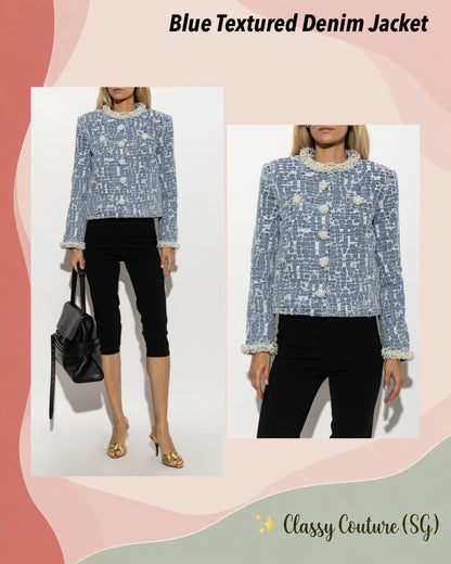 Blue Textured Denim Jacket
