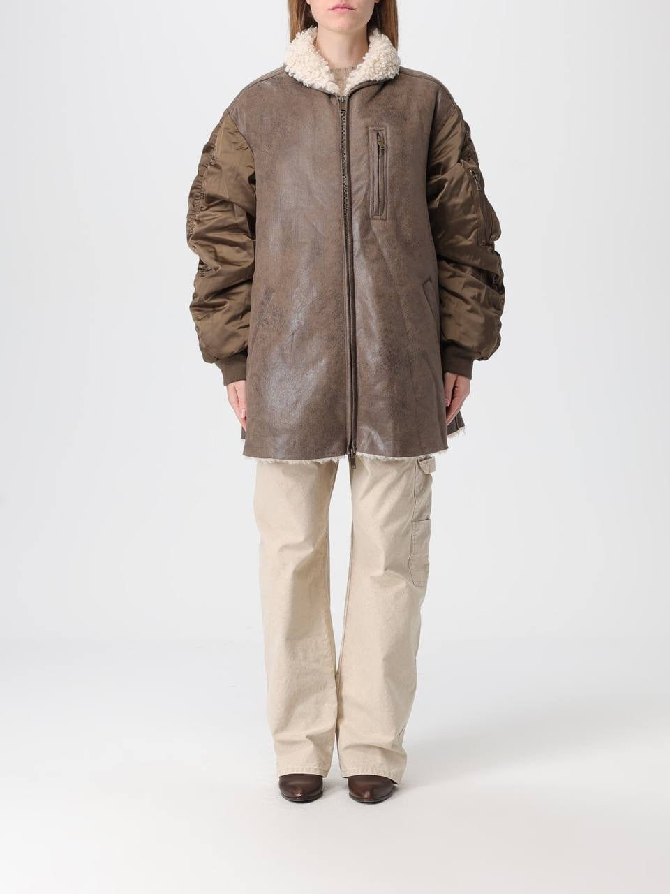 IM Evina Faux-Leather Shearling trimmed Jacket / Short Coat
