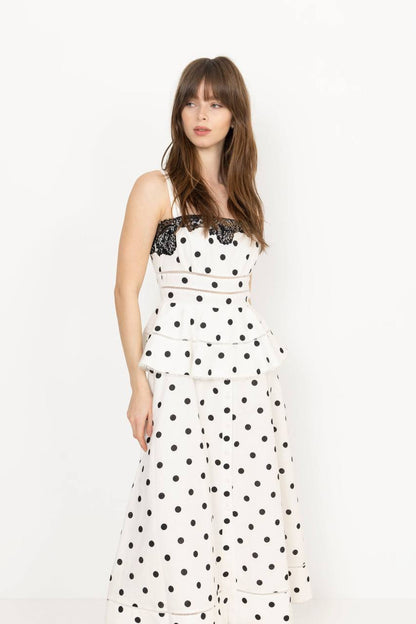 SP Linen-Cotton Polka Dot Midi Dress