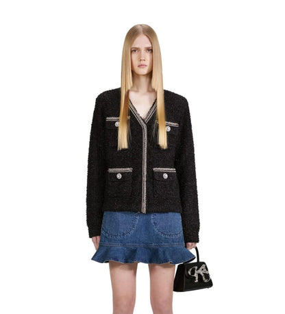 SP White | Black Tape Knit Cardigan