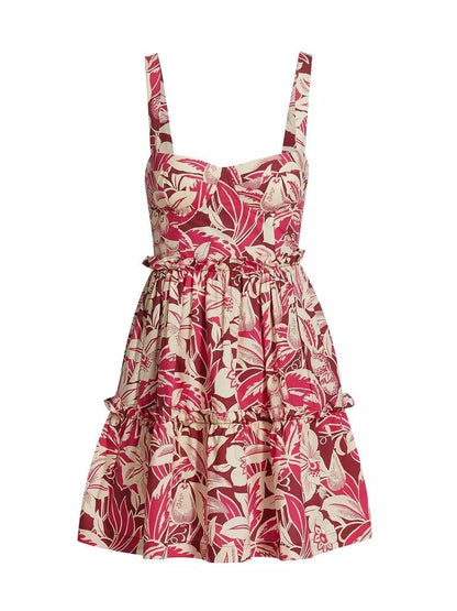 CC Audrey Leafy Cotton Bustier Mini Dress