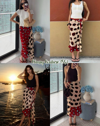 RB Rheta Dot Print Viscose Wrap Midi Skirt