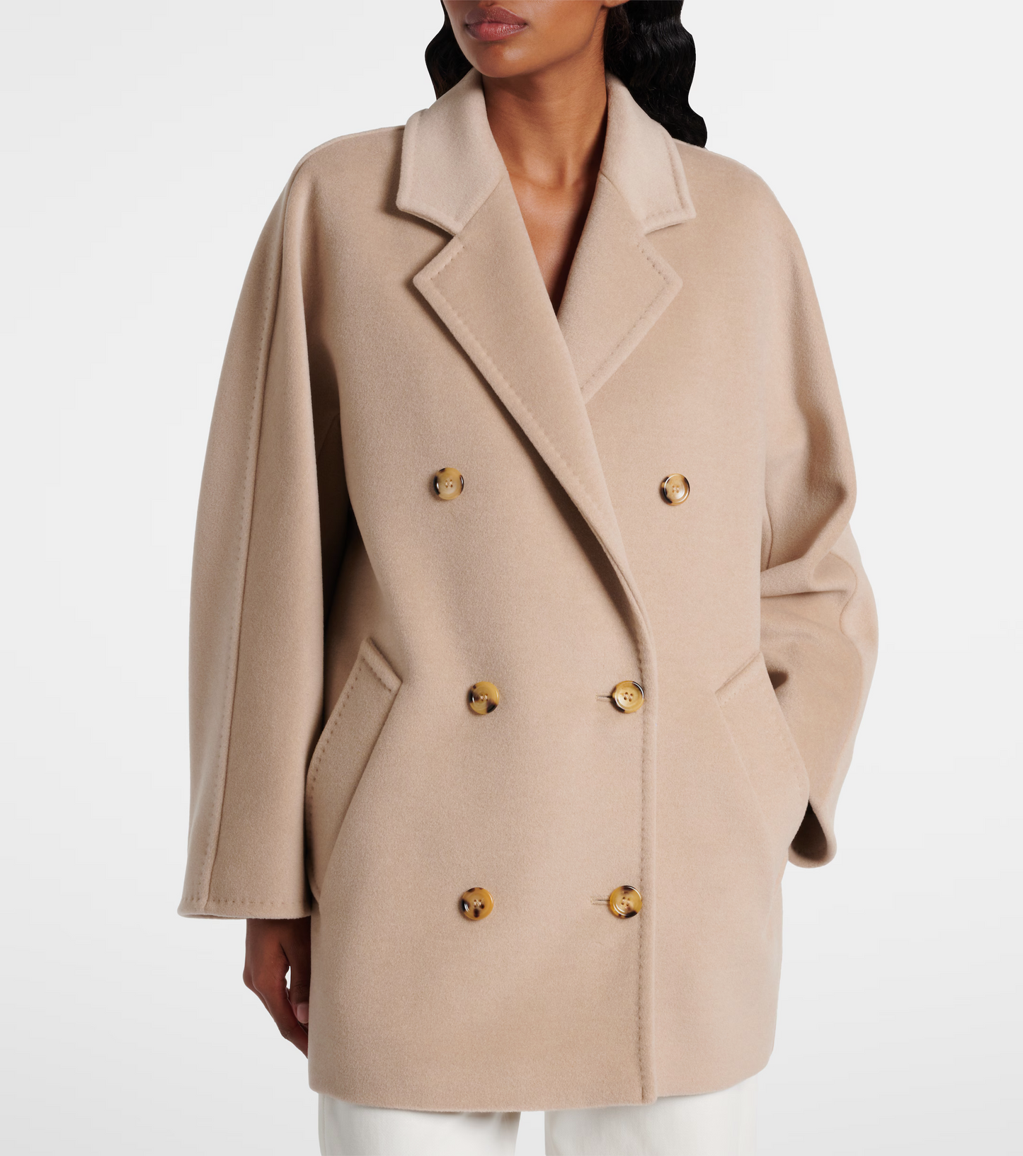 MM Rebus 101801 Double Breasted Wool and Cashmere Short Icon Coat