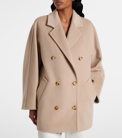 MM Rebus 101801 Double Breasted Wool and Cashmere Short Icon Coat