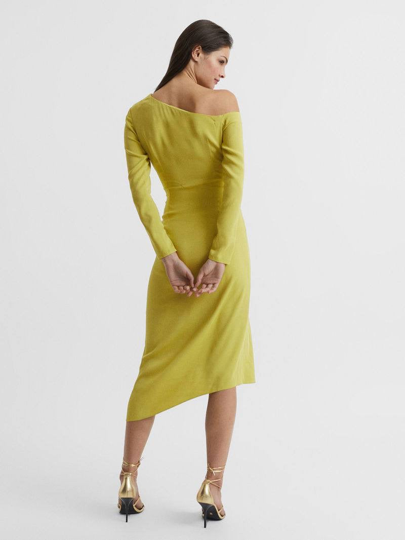 RS Nadia Off-Shoulder Drape Stretch-viscose Midi Dress