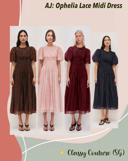 AJ Ophelia Lace Midi Dress