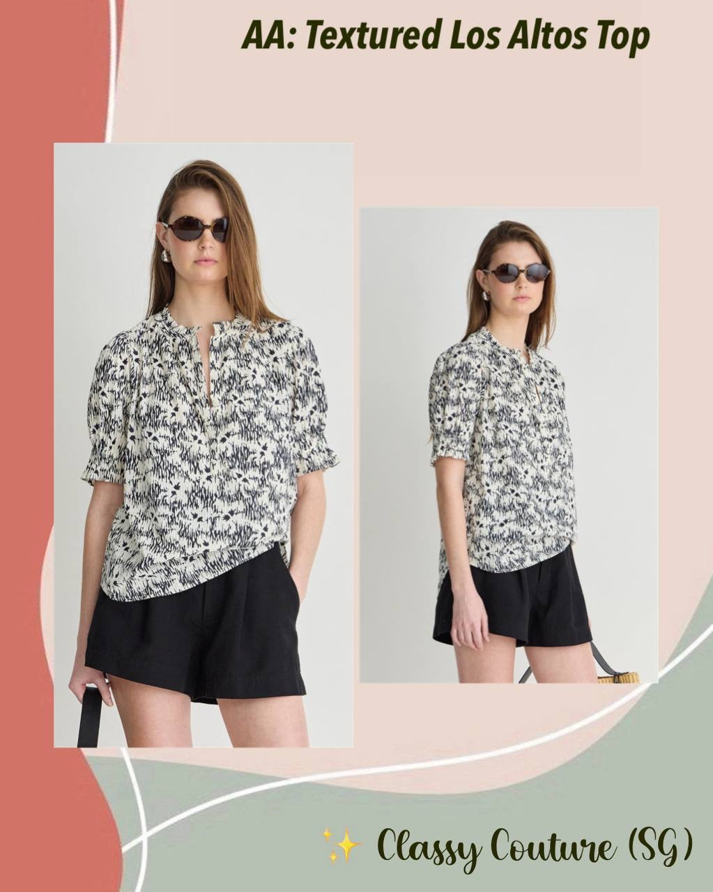 AA Textured Los Altos Cotton Top in Tropical Midnight