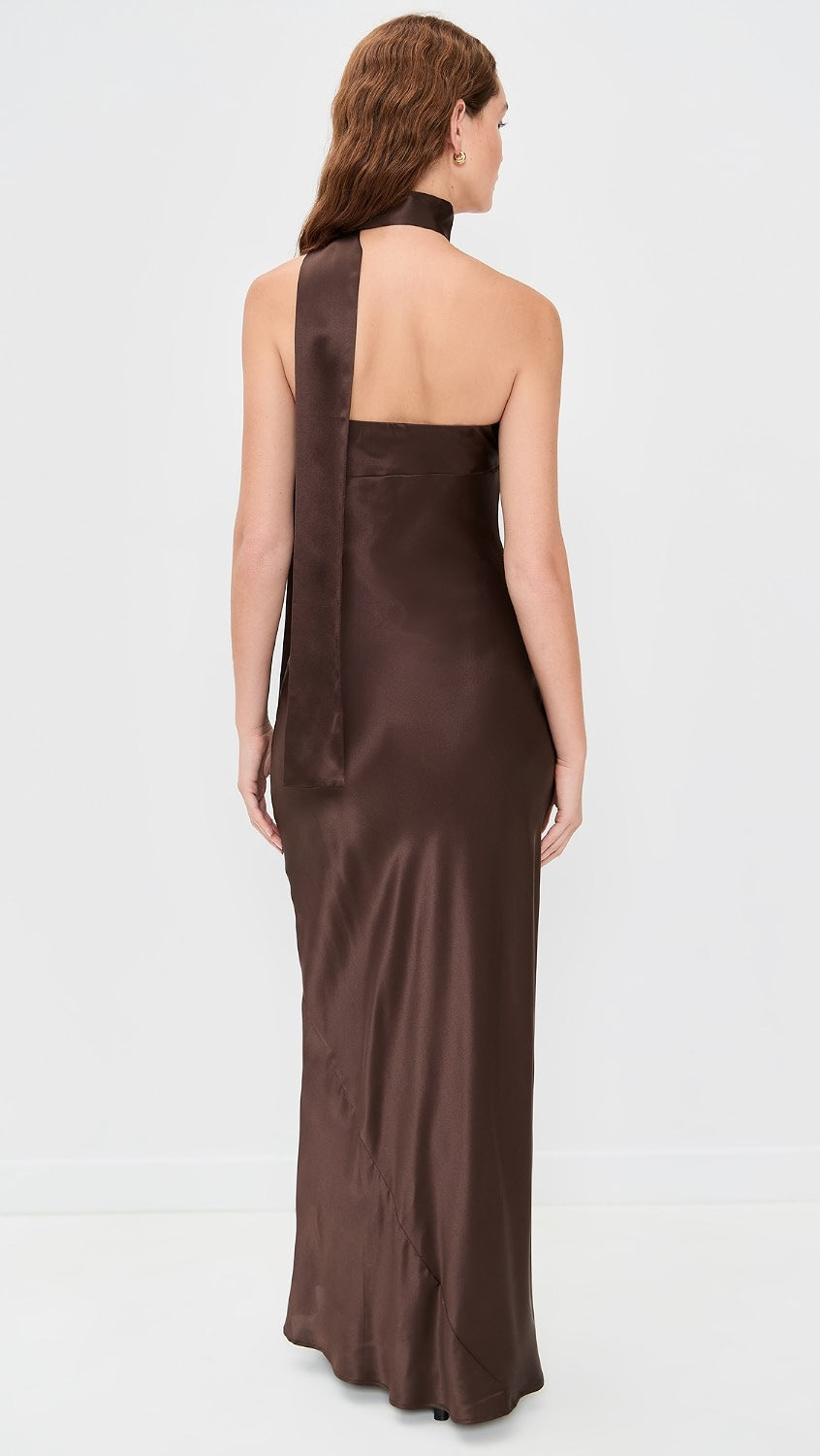 SALE! Oren Strapless Bandeau Silk Maxi Dress with Scarf