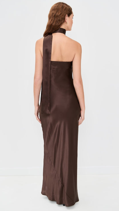 SALE! Oren Strapless Bandeau Silk Maxi Dress with Scarf