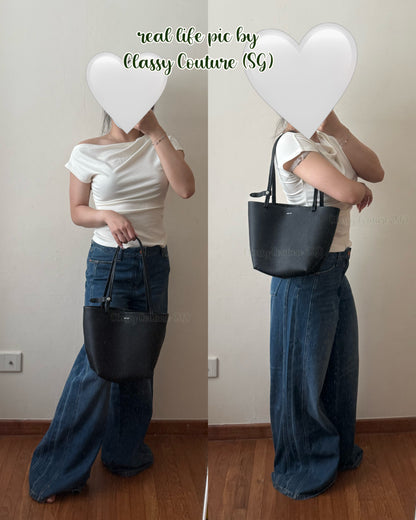 3 Sizes! TR Olive & Black Grained Calfskin Park Tote Three Bag in Small | Medium | Large