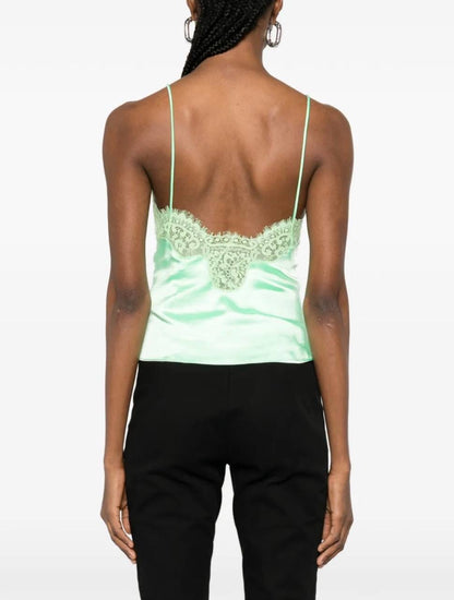 SP Green Satin Lace Cami Top