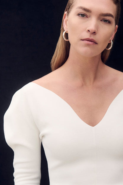 TF Sculpt Knit Bouverie Long Sleeve Sweetheart Top