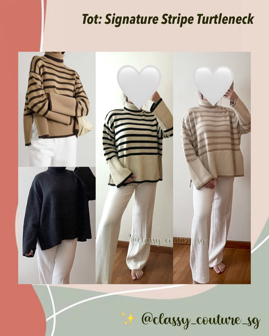 Tot Signature Stripe Turtleneck | Wool Cotton Sweater