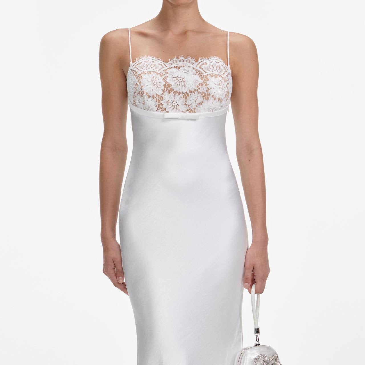 SP White Satin Lace Maxi Dress