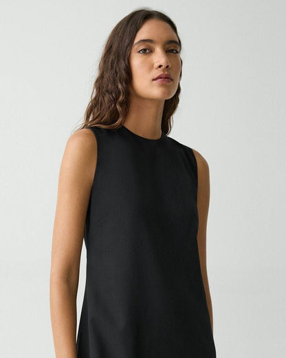 TH Tie Neck Midi Dress in Lightweight Wool