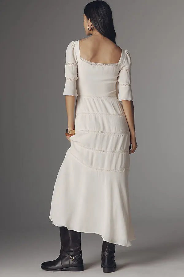 Ref Laverna Viscose Lace-trim Midi Dress