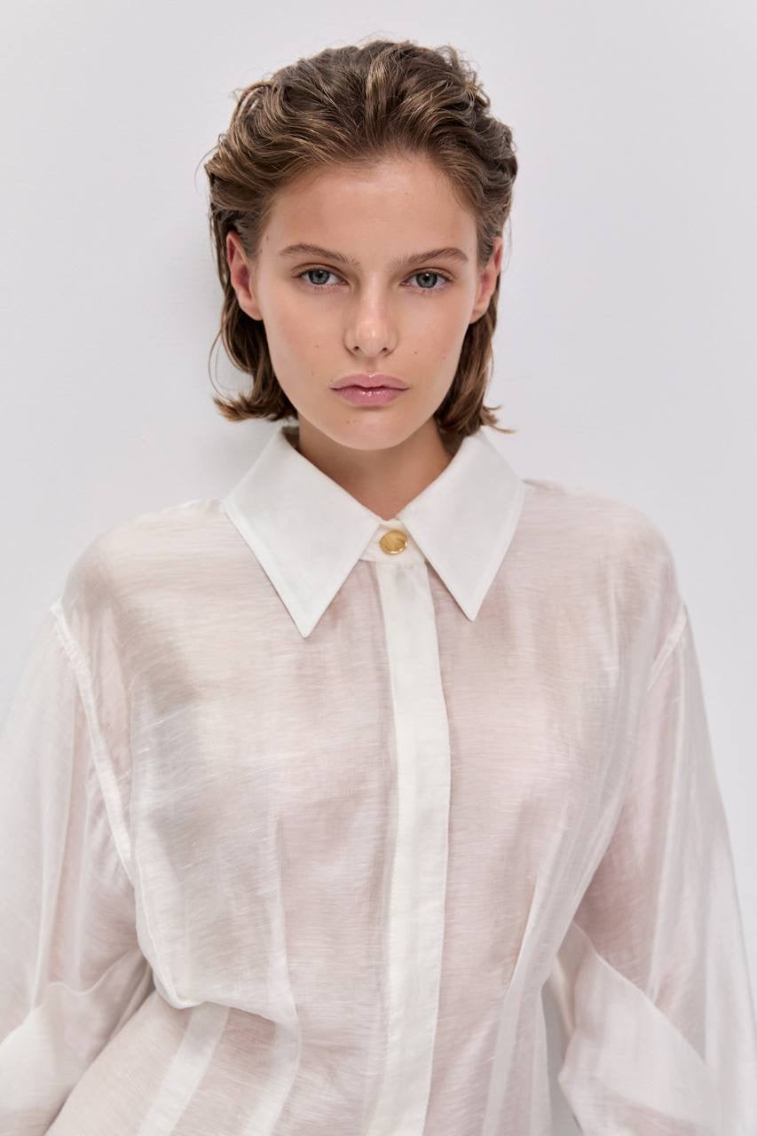 AJ Murphie Linen Blend Tailored Long Sleeve Shirt