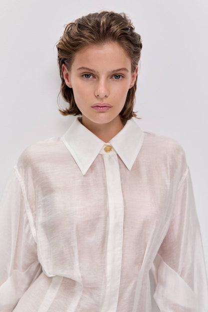 AJ Murphie Linen Blend Tailored Long Sleeve Shirt