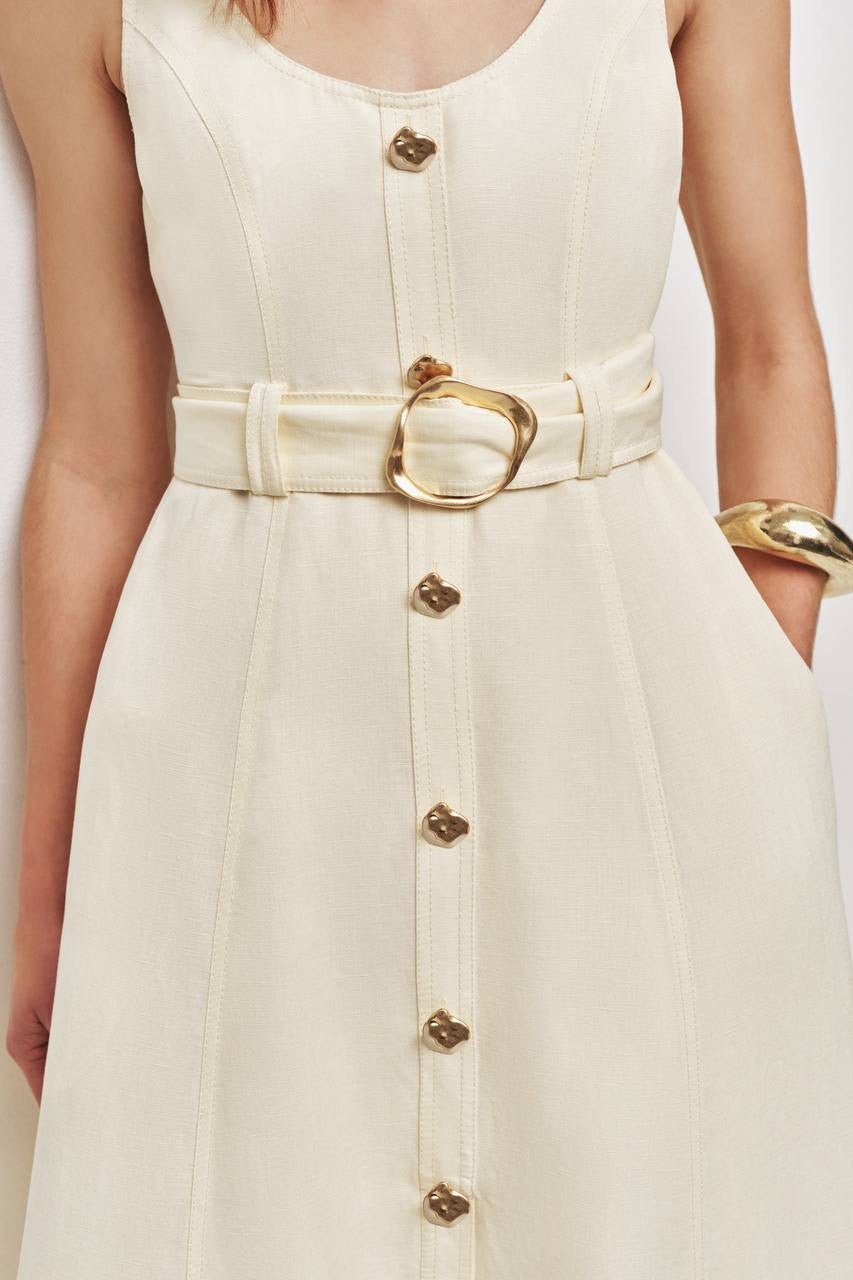 AJ Leonie Linen-blend Midi Dress