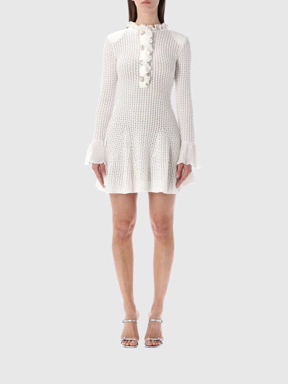 SP White Pointelle Knit Mini Dress