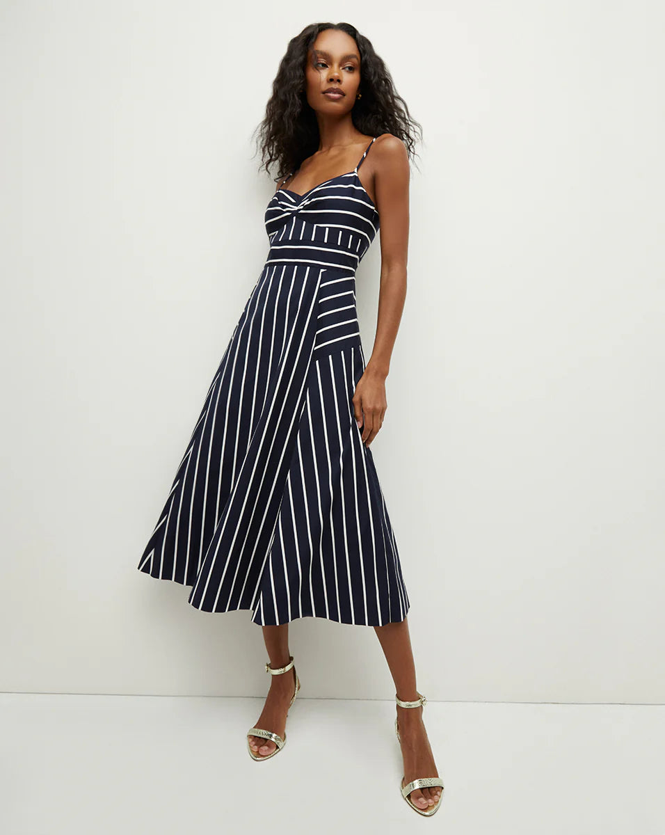 VB Blige Striped Stretch-Cotton Midi Dress