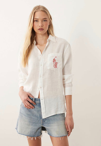 RL Oversized Fit Big Pony Linen Long Sleeve Sport Shirt