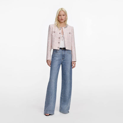 SP Pink Sequin Boucle Jacket | Bow Sleeveless Shift Mini Dress | Set