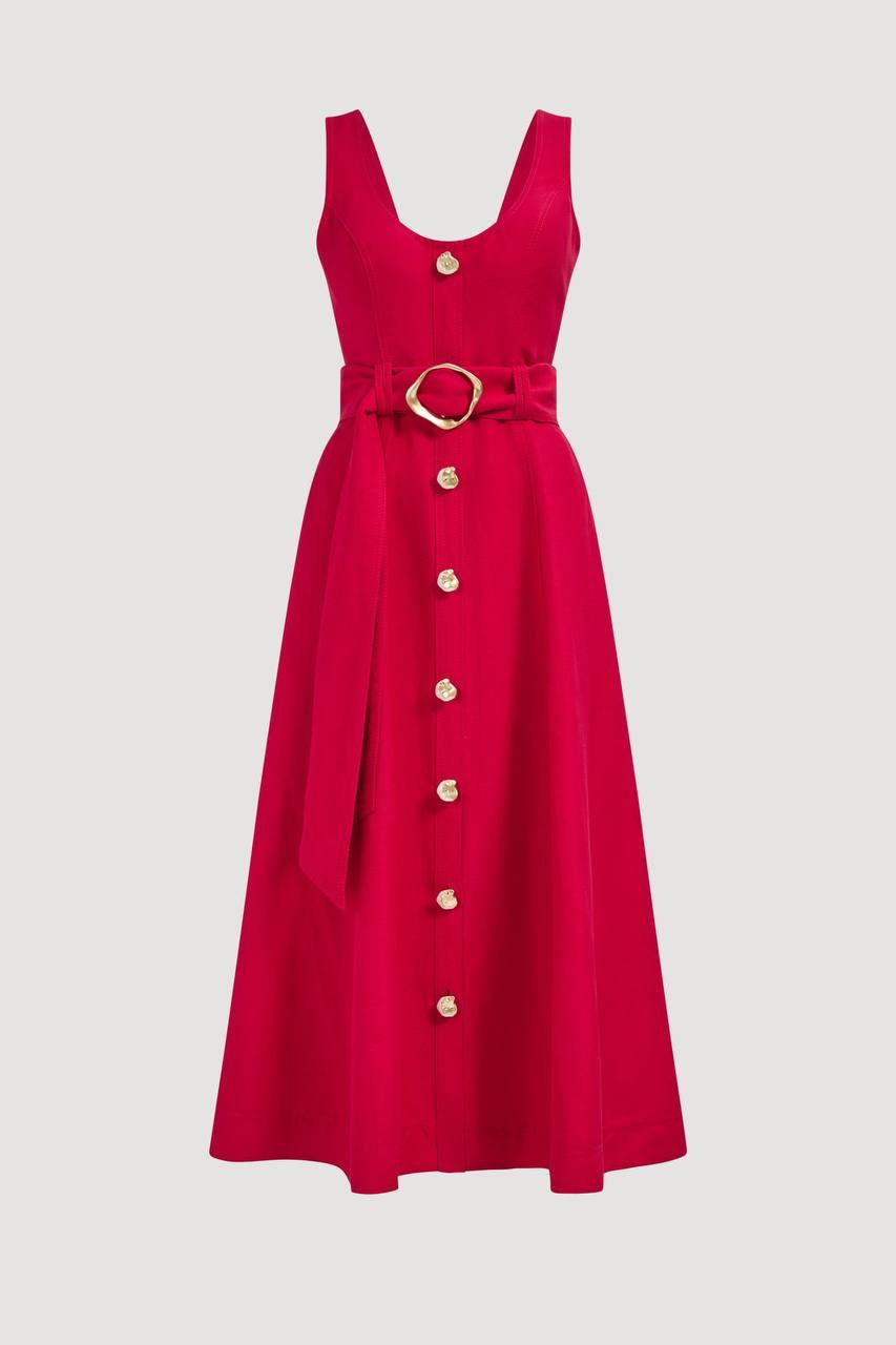 AJ Leonie Linen-blend Midi Dress