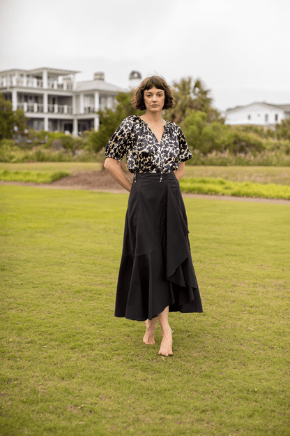 UJ Sabina Faux Wrap Cotton-Blend Midi Skirt