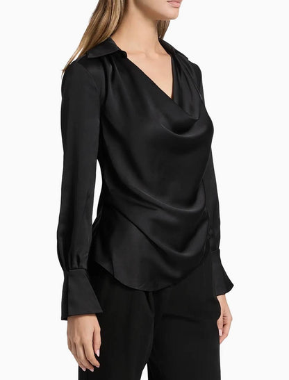 SK Symone Satin Cowl Neck Top