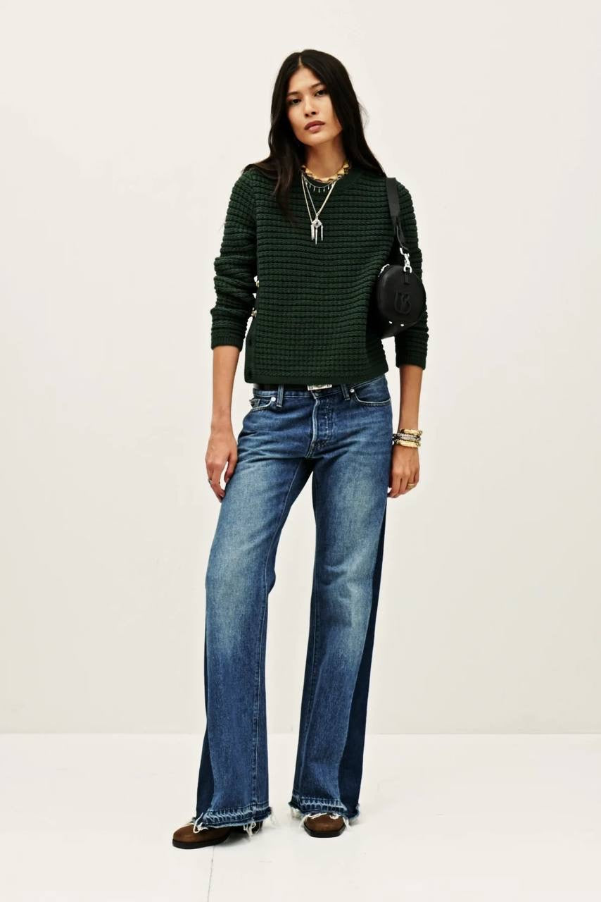 BA Gael Cotton-blend Long Sleeve Side-button Pullover Sweater