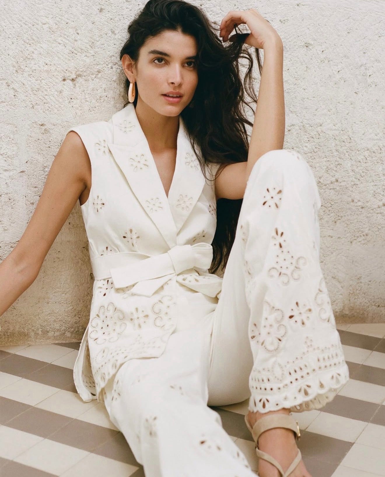 VB Townes Eyelet Vest | Komi Pants | Embroidered Stretch-cotton Twill Set