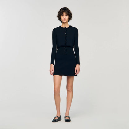 SD Black Rib Knit Cropped Cardigan | Mini Dress | Set